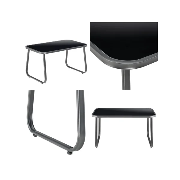 Ensemble Salon de Jardin 4 places avec Table Verre Fauteuils de Jardin Salon Extérieur
