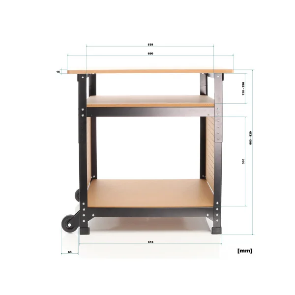 Etabli Mobile Réglable en Hauteur en bois et Acier Etabli Atelier Etabli Bricolage Mécanicien