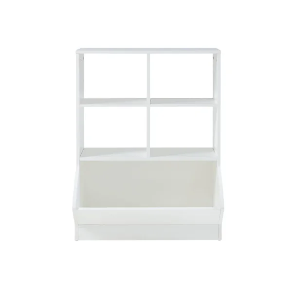 Etagère Blanc Enfant 4 Compartiments 1 Bac Rangement Jouet Meuble Enfant