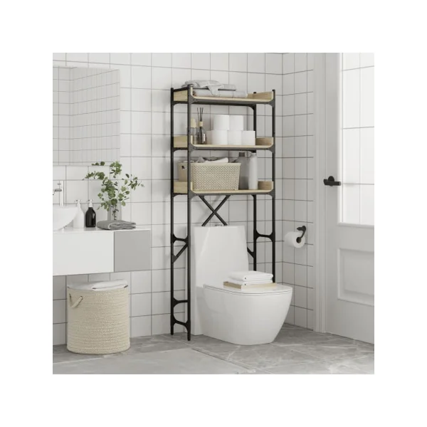 Etagère Lave Linge Etagère Machine à Laver Chêne Aménagement Sèche Linge Rangement Salle de Bain Gain de Place