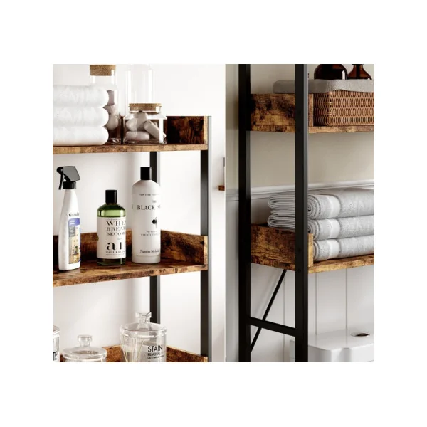 Etagère Lave Linge Noir Chêne Rustique Etagère Machine à Laver Aménagement Sèche Linge Rangement Salle de Bain Gain de Place