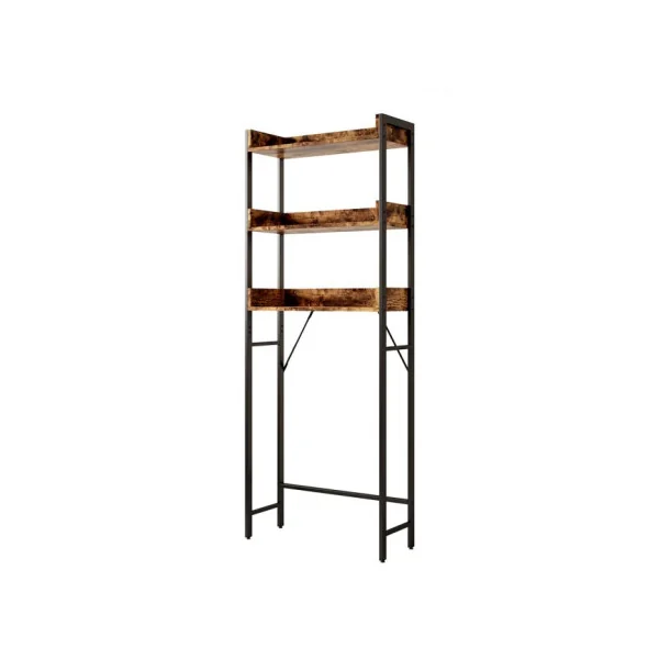 Etagère Lave Linge Noir Chêne Rustique Etagère Machine à Laver Aménagement Sèche Linge Rangement Salle de Bain Gain de Place