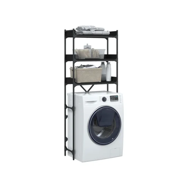 Etagère Lave Linge Noir Etagère Machine à Laver Chêne Aménagement Sèche Linge Rangement Salle de Bain Gain de Place