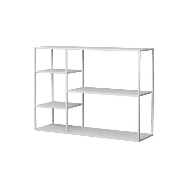 Etagère Métal Blanc 5 Compartiments Bibliothèque Design Meuble Rangement Livres