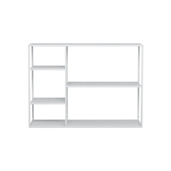 Etagère Métal Blanc 5 Compartiments Bibliothèque Design Meuble Rangement Livres