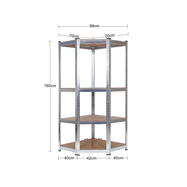 Etagères Professionnel d'angle Charge lourde 200 kg Rayonnage métallique Etagère métallique industrielle