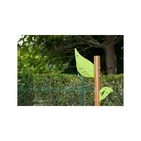 Etendoir à Linge de Jardin avec Feuilles Pour Cintres Etendage en Acier Robuste Marron et Vert