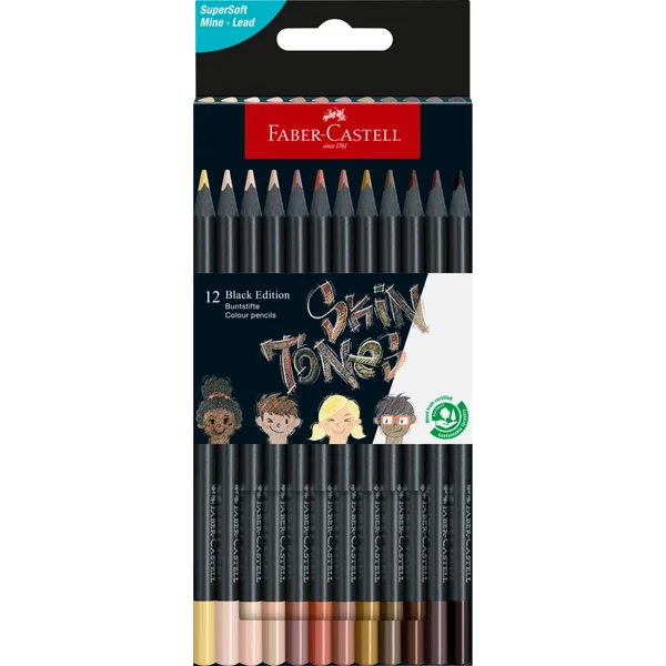 Etui de 12 crayons de couleurs "peau" Black Edition