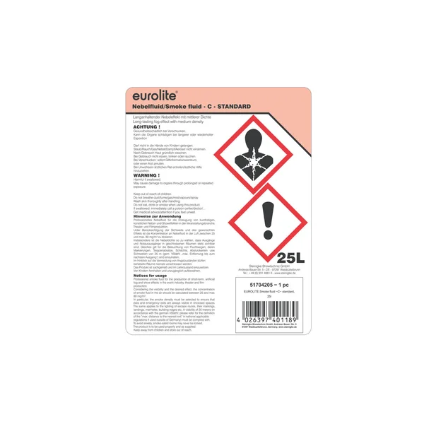 EUROLITE SMOKE FLUID -C- Standard, 25l smoke fluid