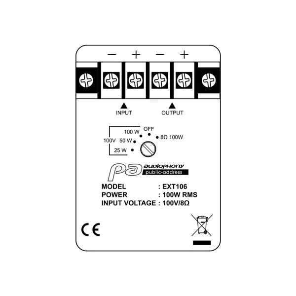 EXT106 Enceinte IP coaxiale 6.5" 100 Watts 100 V
