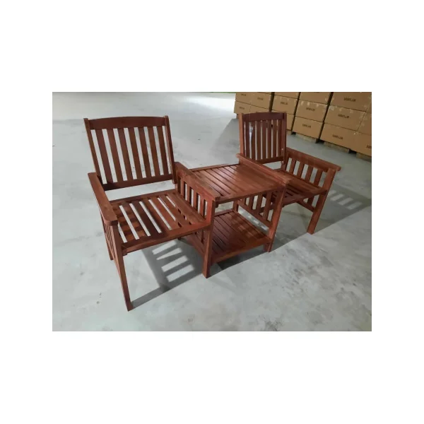 Fauteuil de Jardin avec Table en Bois d'Acacia Massif Banc Jardin Extérieur