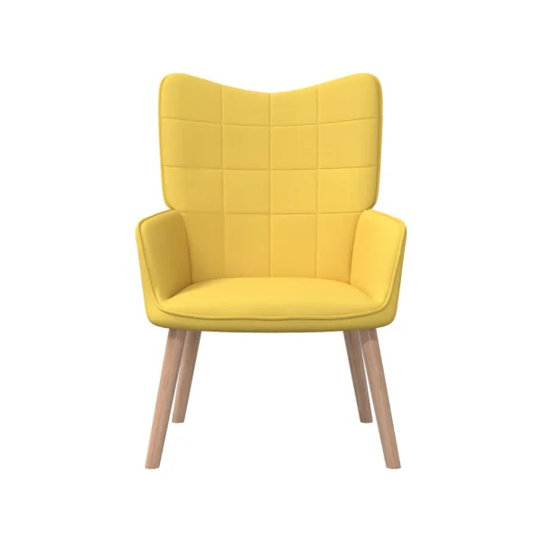 Fauteuil Jaune Chaise de Relaxation avec Pouf en Tissu