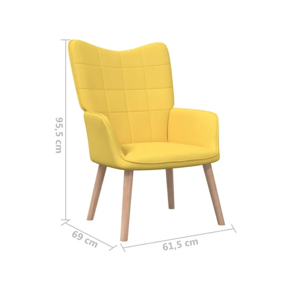 Fauteuil Jaune Chaise de Relaxation avec Pouf en Tissu