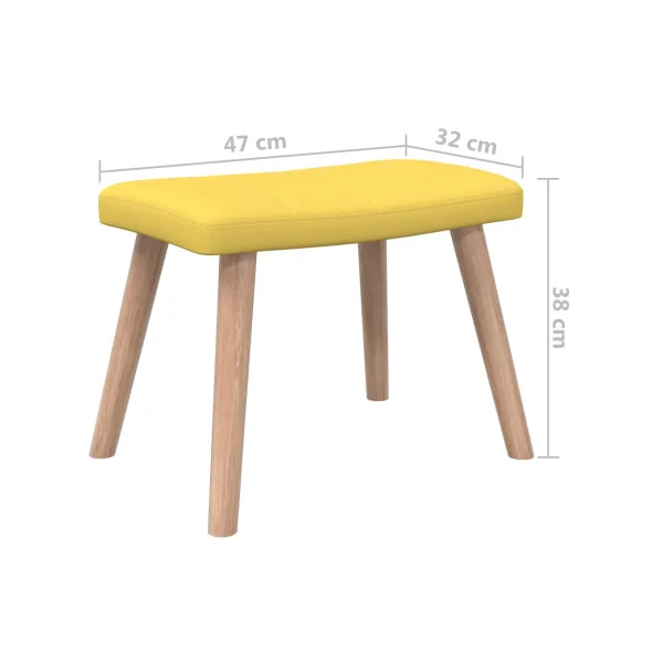 Fauteuil Jaune Chaise de Relaxation avec Pouf en Tissu