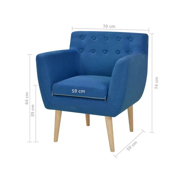 Fauteuil Scandinave Bleu en Tissu