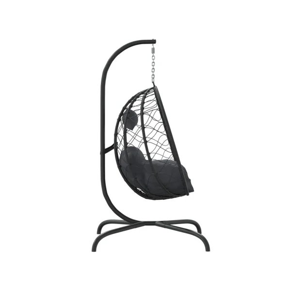 Fauteuil Suspendu Noir Chaise Suspendue de jardin Forme Œuf avec Coussin