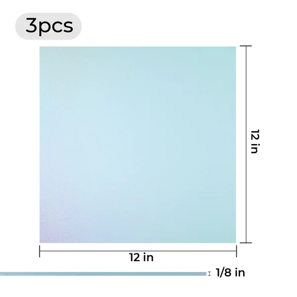 Feuille acrylique Plexiglass pailletée bleu pâle nacrée 3mm (3 pièces)