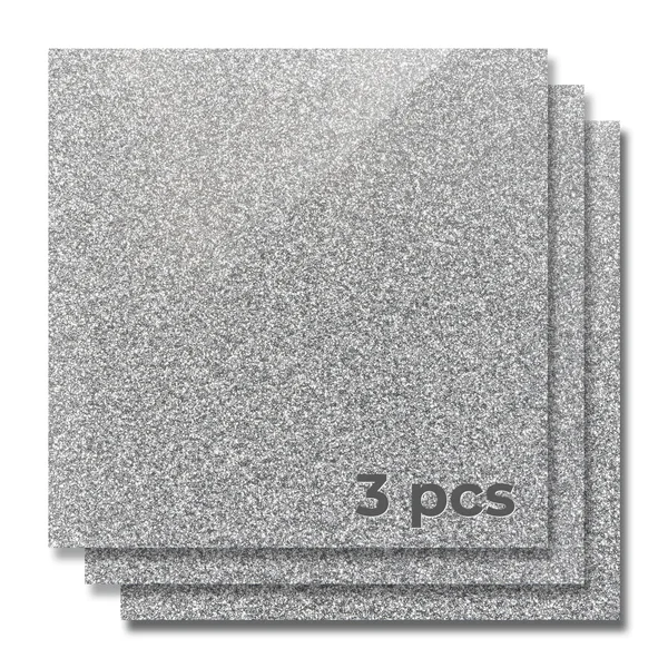 Feuille d'acrylique opaque brillante pailletée argent 3 mm (3 pièces)
