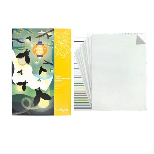 Feuilles cartonnées phosphorescentes adhésives - X10