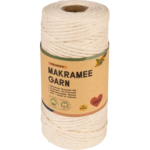 Fil de macramé PURE NATURAL, longueur: 100 m - Diamètre 3,5 mm - 100% coton