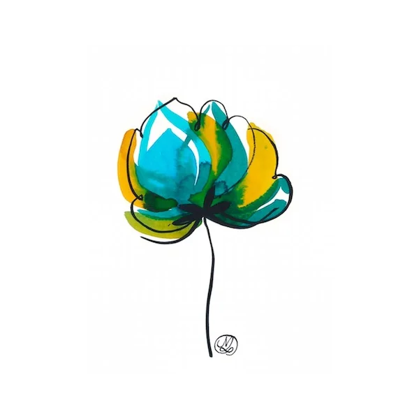 Fleur bleue et jaune – Nadège Lelièvre
