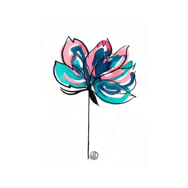 Fleur bleue et rose – Nadège Lelièvre