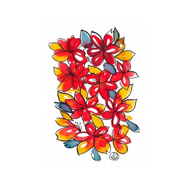 Fleurs rouges, jaunes et grises – Nadège Lelièvre