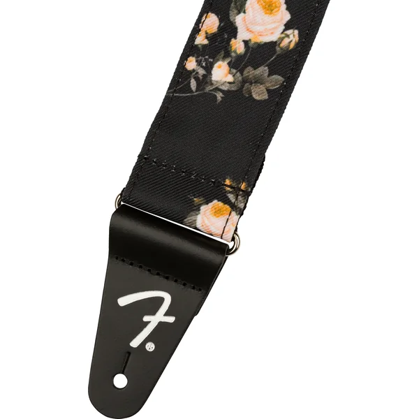 Floral 2-inches Guitar Strap - Black
