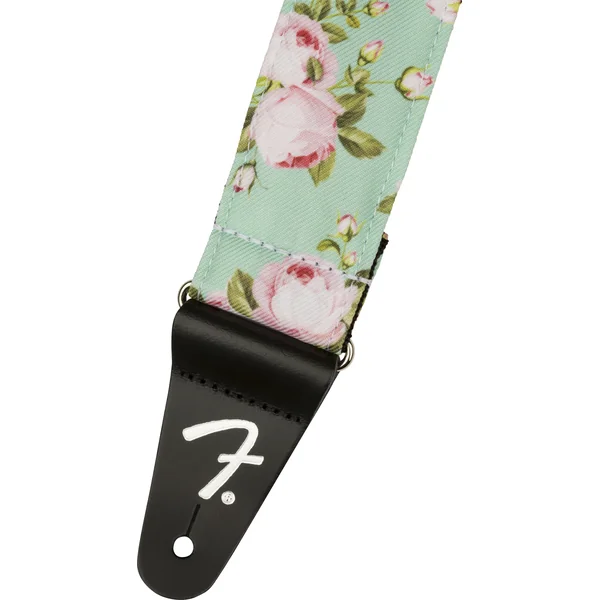 Floral 2-inches Guitar Strap - Surf Green