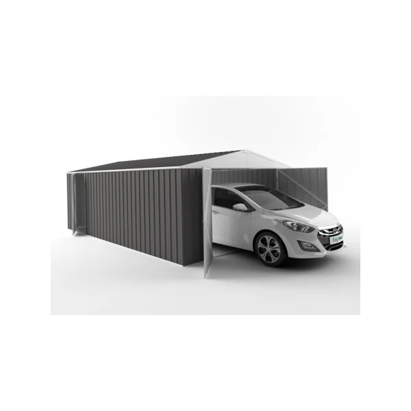 Garage Métal Gris Ardoise 19,70 m² Garage métallique Garage métal Garage pour voiture Abri Garage Tôle
