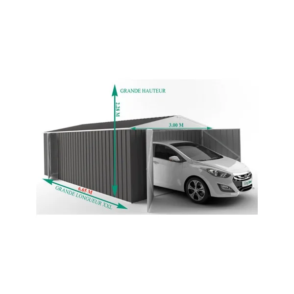 Garage Métal Gris Ardoise 19,95 m² Garage métallique Garage métal Garage pour voiture Abri Garage Tôle