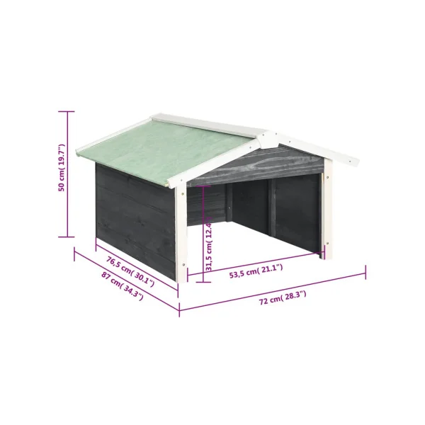 Garage Robot Tondeuse Bois de Pin Abri Extérieur Tondeuse Gris