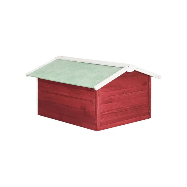 Garage Robot Tondeuse Bois de Pin Abri Extérieur Tondeuse Rouge et Blanc