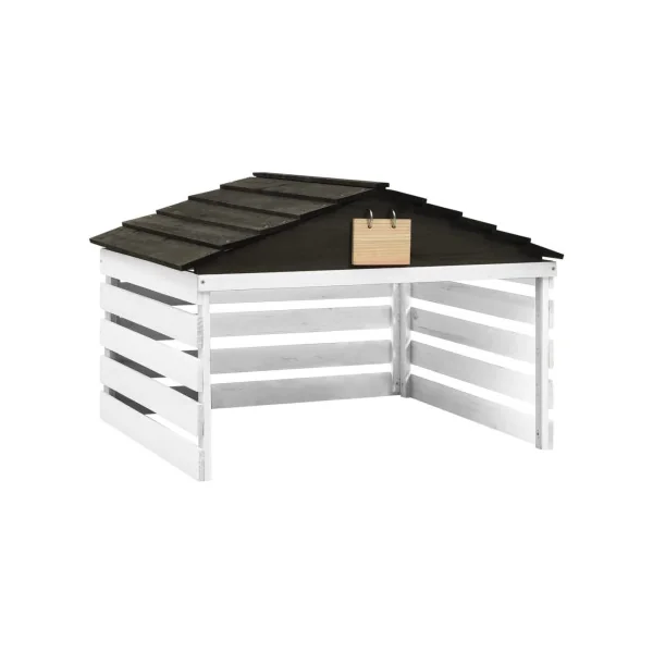 Garage Robot Tondeuse Bois de Sapin Abri Extérieur Tondeuse Marron et Blanc
