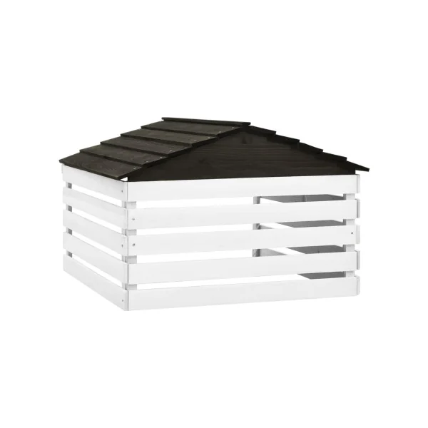 Garage Robot Tondeuse Bois de Sapin Abri Extérieur Tondeuse Marron et Blanc