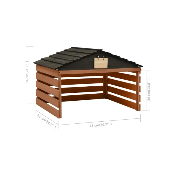 Garage Robot Tondeuse Bois de Sapin Abri Extérieur Tondeuse Marron et Noir