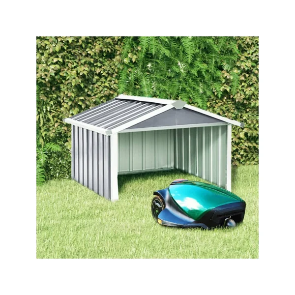 Garage Robot Tondeuse Métal Gris Abri Extérieur Tondeuse Acier Galvanisé