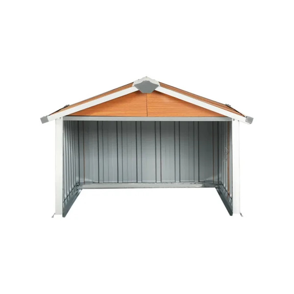 Garage Robot Tondeuse Métal Imitation Bois Abri Extérieur Tondeuse Acier Galvanisé