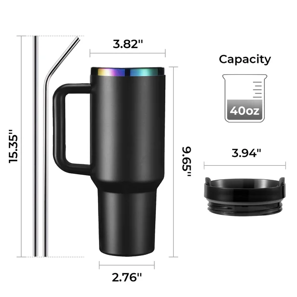 Gobelet en acier inoxydable blanc à argent avec poignée amovible (1,18 L)