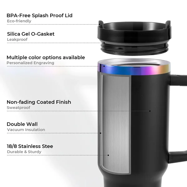 Gobelet en acier inoxydable violet à irisé avec poignée amovible (1,18 L)