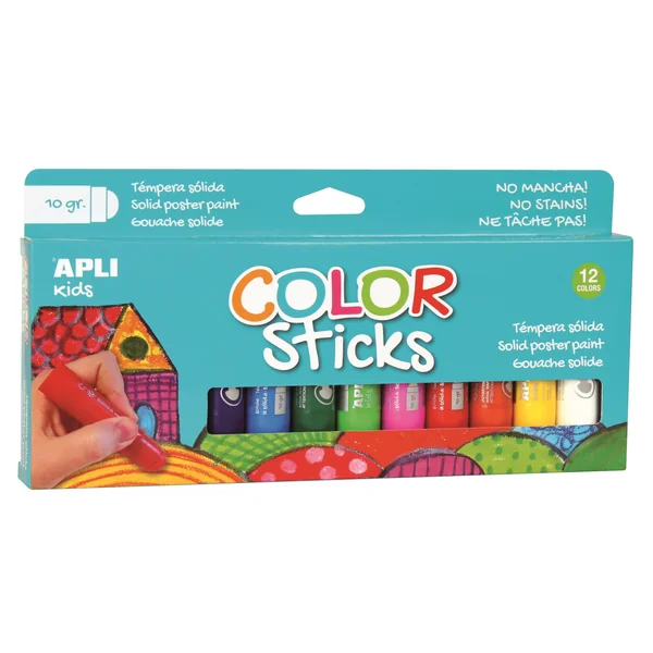 Gouache solide en stick 12 tubes de 10g assortis