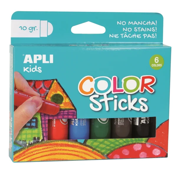 Gouache solide en stick 6 x 10g assortis