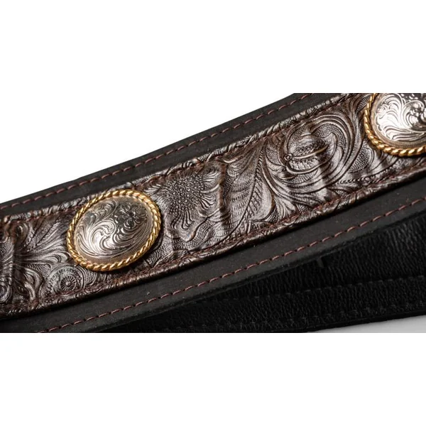 Grand Pacific 3inc. Nickel Concho Leather Guitar Strap #4122-30 - Black