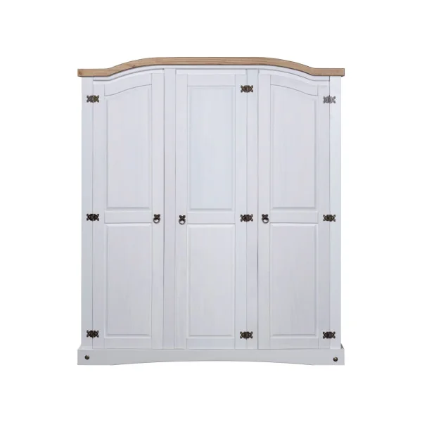 Grande Armoire Pin Blanc 3 Portes Dressing Armoire Chambre Garde Robe
