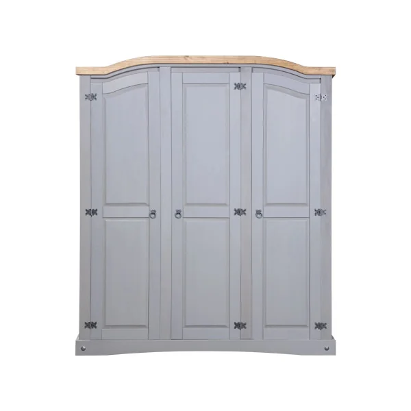 Grande Armoire Pin Grise 3 Portes Dressing Armoire Chambre Garde Robe