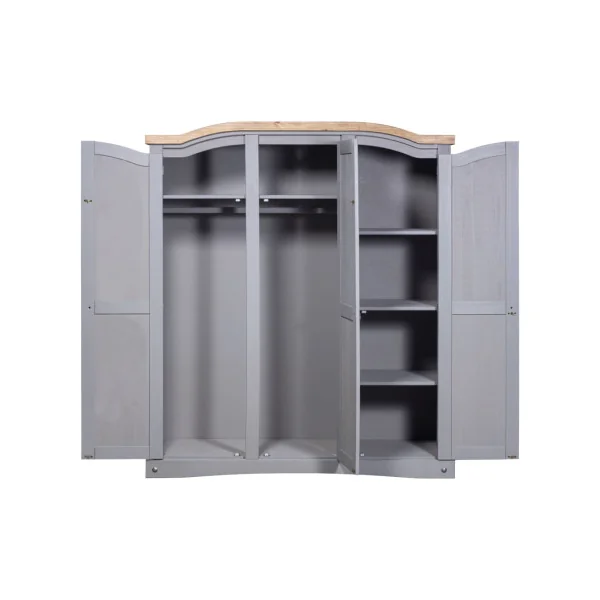 Grande Armoire Pin Grise 3 Portes Dressing Armoire Chambre Garde Robe