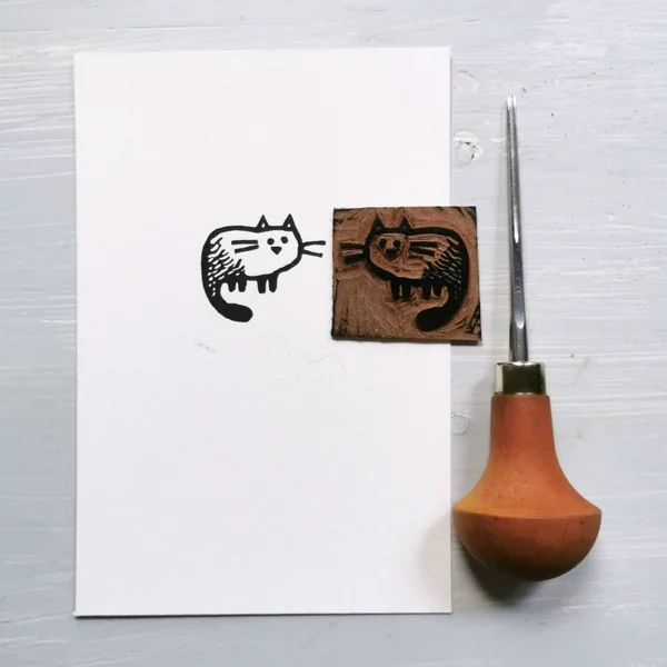 Gravure chat Chatouille – Sandrine Péron
