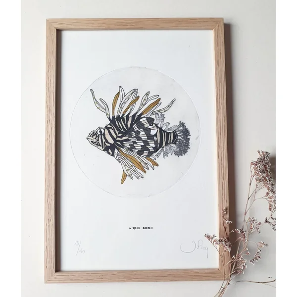 Gravure Poisson jaune et noir – Jeanne Picq