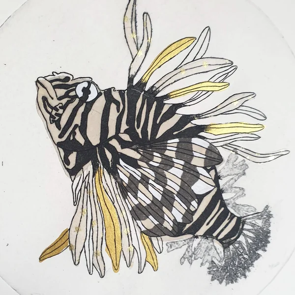 Gravure Poisson jaune et noir – Jeanne Picq