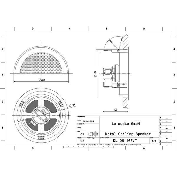 IC-DL-06-165/T Haut-parleur encastrable 6 watts 100 V